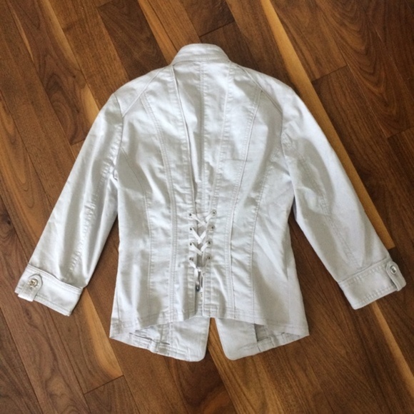 WHBM Fitted Twill Lace Up Detail Jacket in "Feather" - Picture 2 of 7